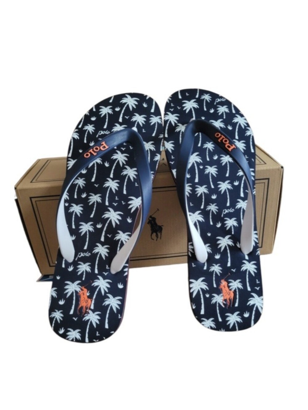 NEW Polo by Ralph Lauren Men's Palm-Tree-Print Flip-Flop - Size 13